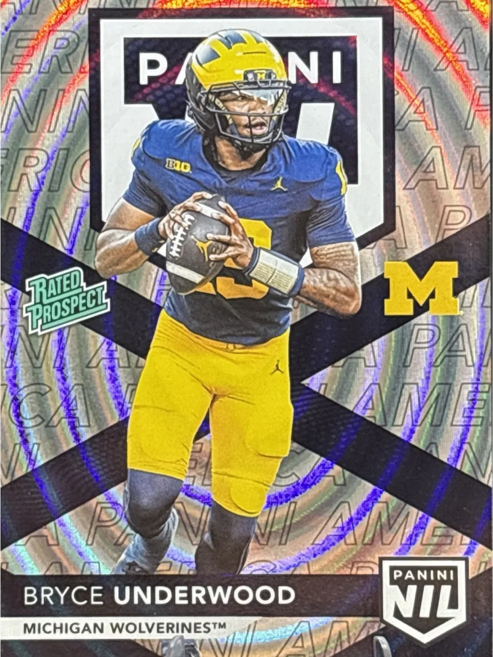 Panini Bryce Underwood Michigan Wolverines Rated Prospect Card - Holo Prizm